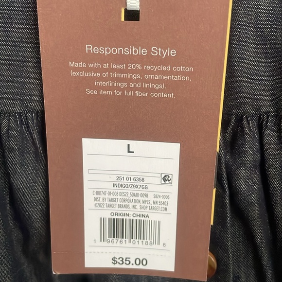 NWT Kika Vargas x Target Women's Blue Scalloped Button Front Blouse L - Picture 2 of 9